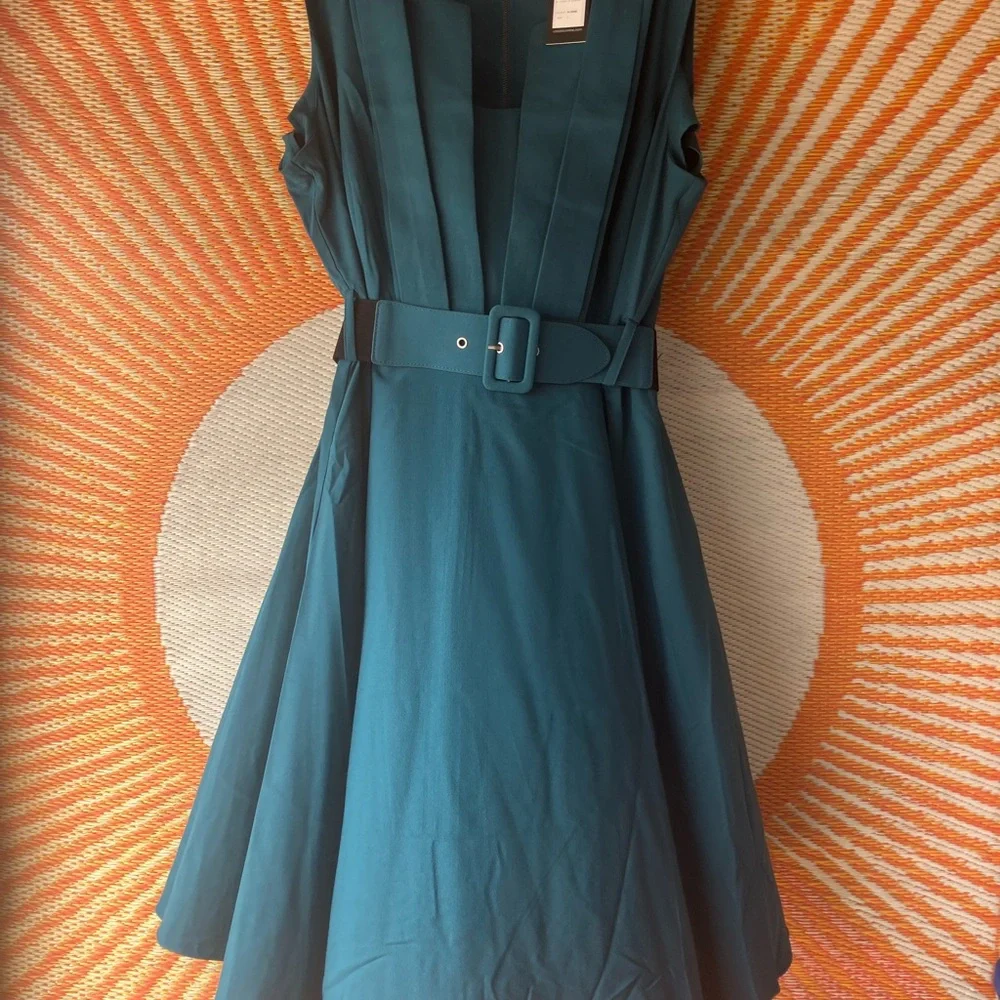 City Chic Blue Sleeveless A-line Midi Dress - Picture 1 of 4